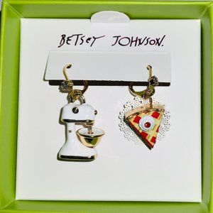 Betsey Johnson Stand Mixer & Cherry Pie Slice Baby Cakes Drop Earrings in Box